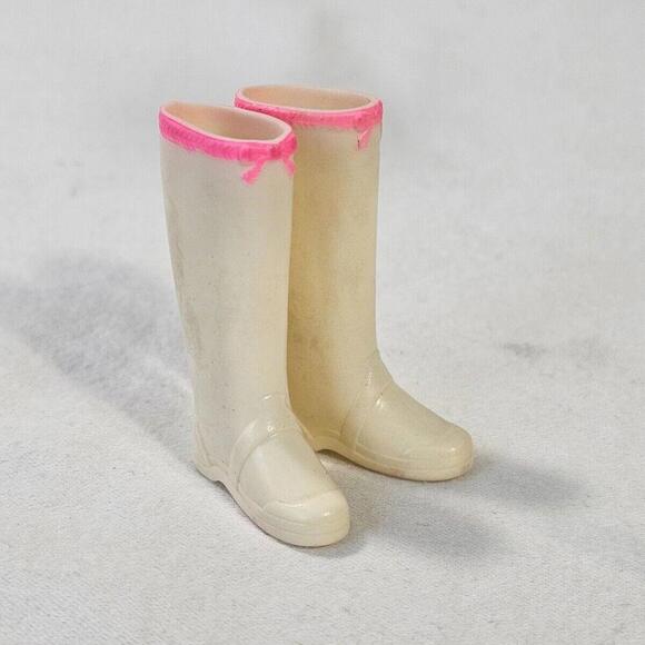 Mattel Other - Vintage Barbie Francie #1269 Leather Limelight White Pink Trim Boots.